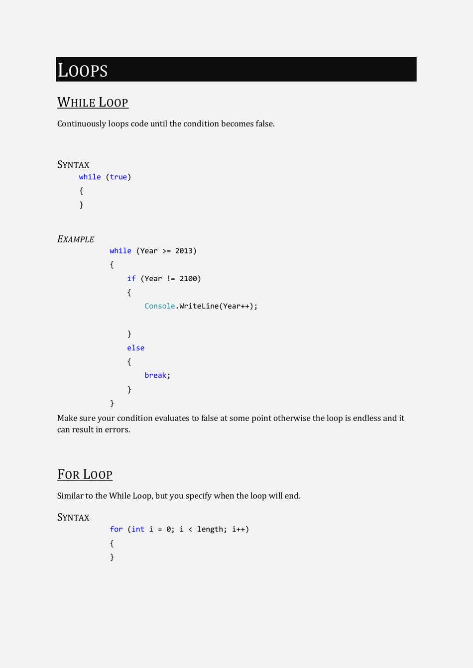 C# Cheat Sheet - Grey, Page 9