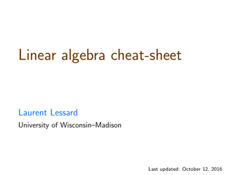 Document preview: Linear Algebra Cheat Sheet
