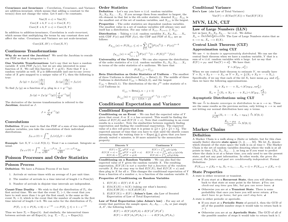 Probability Cheatsheet - Black Download Printable PDF | Templateroller
