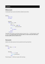 Visual Basic Cheat Sheet, Page 9