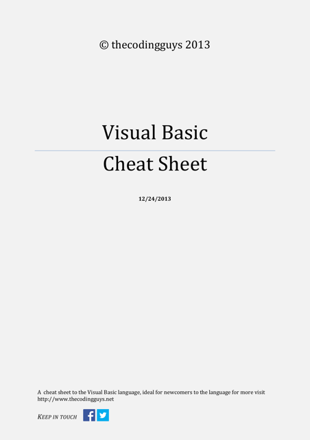 Visual Basic Cheat Sheet