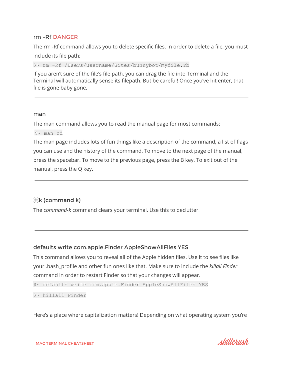 Mac Terminal Cheatsheet Download Printable PDF Templateroller
