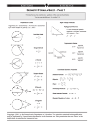 Document preview: Geometry Formula Sheet