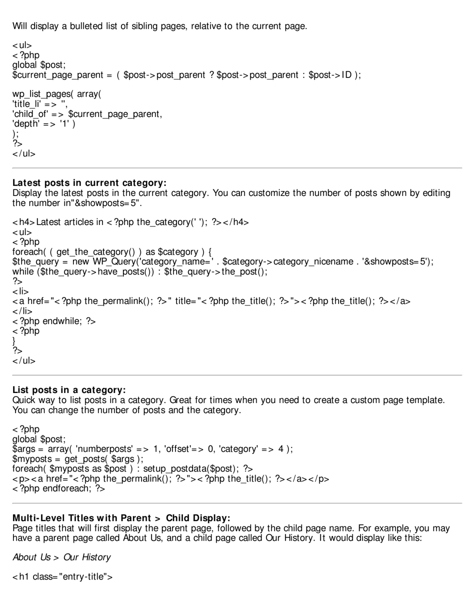 Wordpress Cheat Sheet - Compiled by Eric Karkovack Download Printable ...