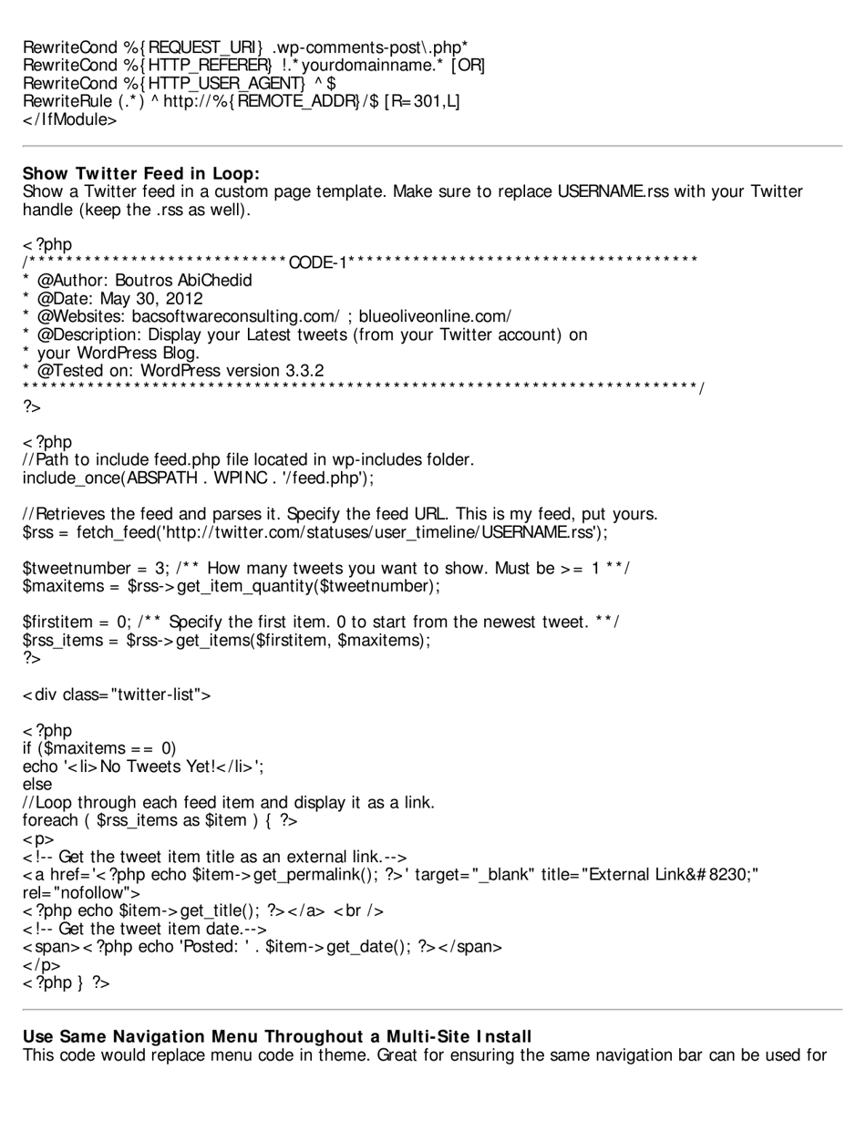 Wordpress Cheat Sheet - Compiled by Eric Karkovack, Page 6