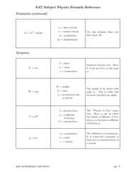 Sat Subject Physics Formula Cheat Sheet, Page 2