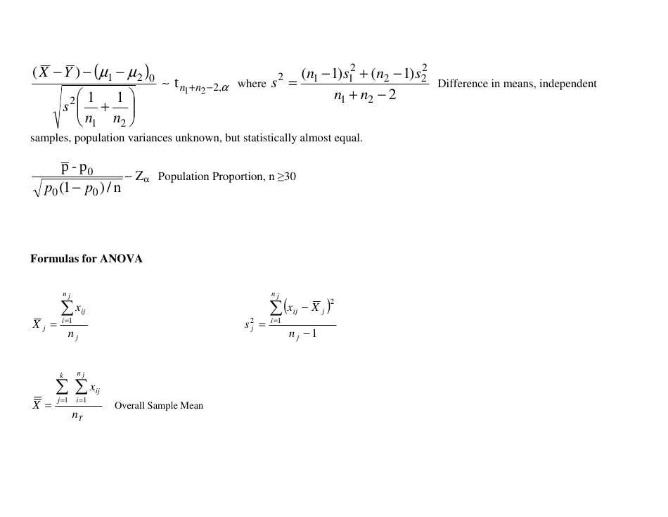 Statistics Cheat Sheet - Theory, Page 6