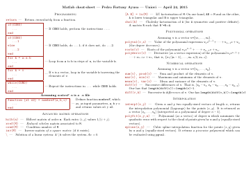 Matlab Cheat Sheet - Pedro Fortuny Ayuso, Page 2