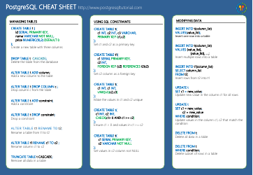 Postgresql Cheat Sheet, Page 2