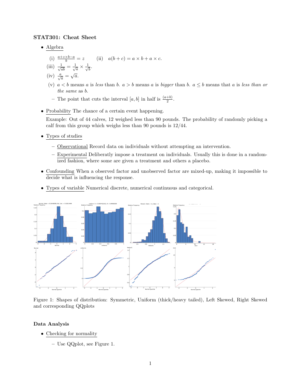Stat301 cheat sheet document preview