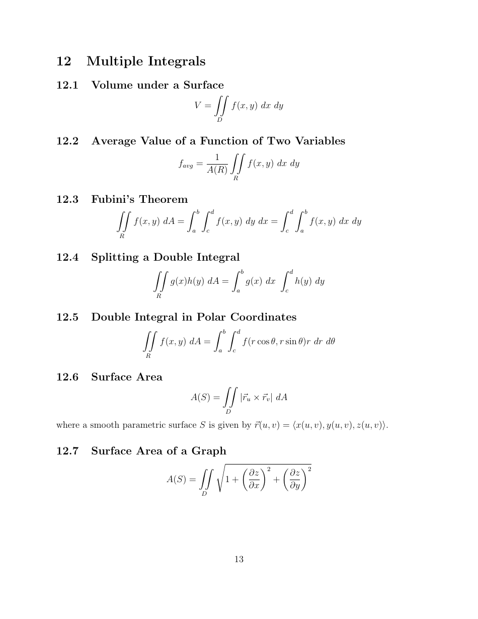 Math 21a Cheat Sheet: Multivariable Calculus - Tommy Macwilliam ...