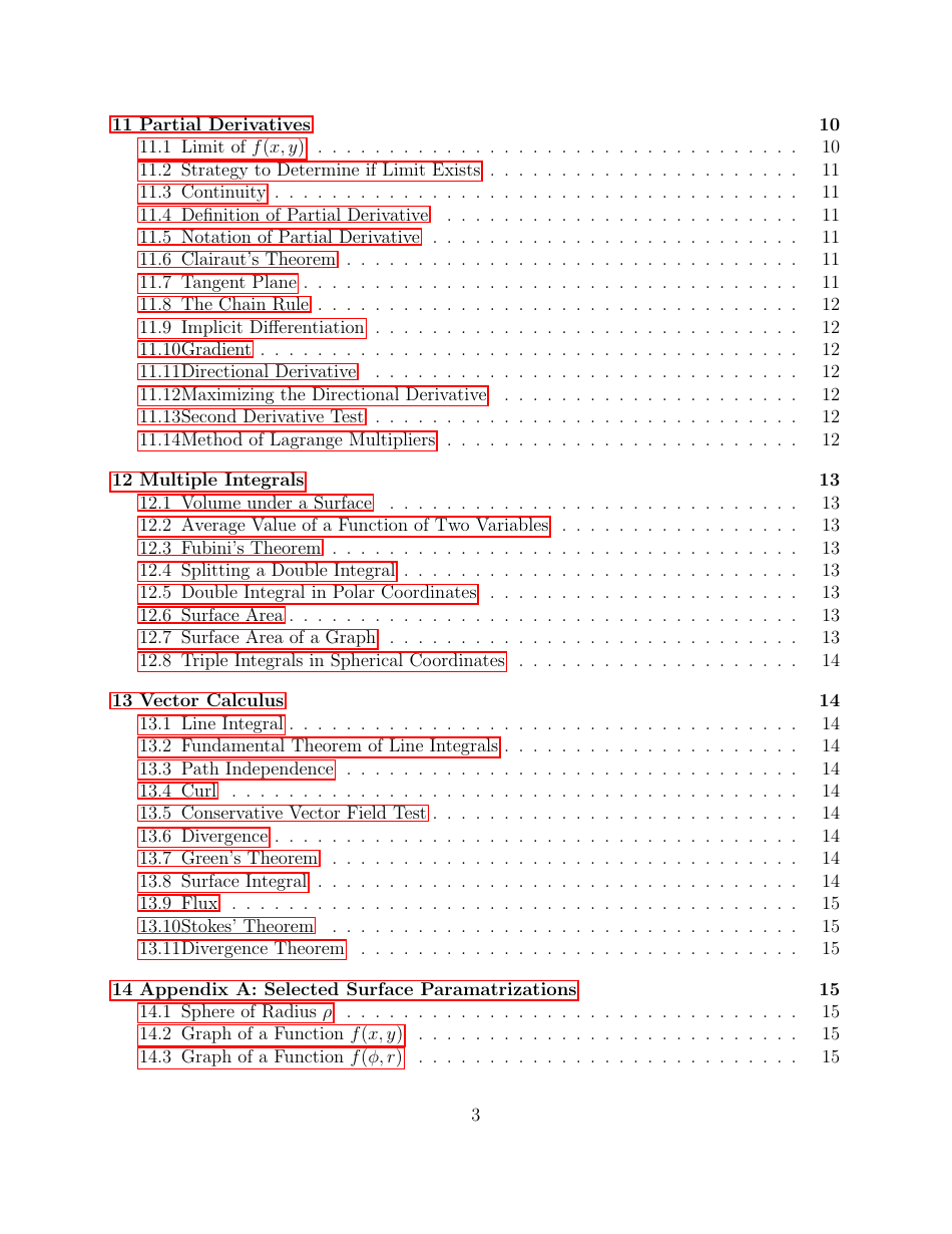 Math 21a Cheat Sheet: Multivariable Calculus - Tommy Macwilliam, Page 3