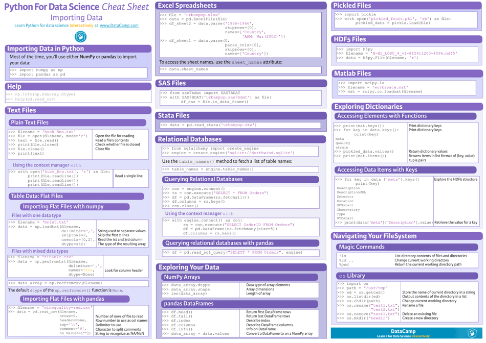 Python for Data Science Cheat Sheet - Importing Data