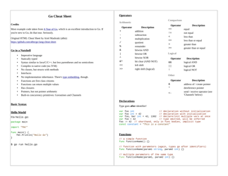 Document preview: Go Cheat Sheet - Different Points