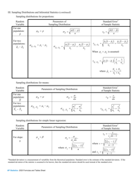 Ap Statistics Formulas and Tables Sheet, Page 2