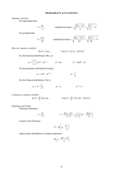 Cambridge International as &amp; a Level Mathematics and Further Mathematics Formulae and Statistical Tables Cheat Sheet, Page 8