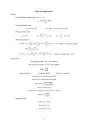 Mathematics (8709, 9709), Higher Mathematics (8719), Statistics (0390) Formula Sheet, Page 2