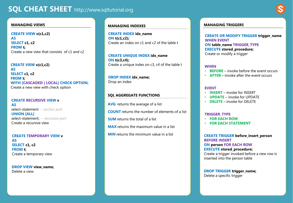 Sql Cheat Sheet - Blue, Page 3