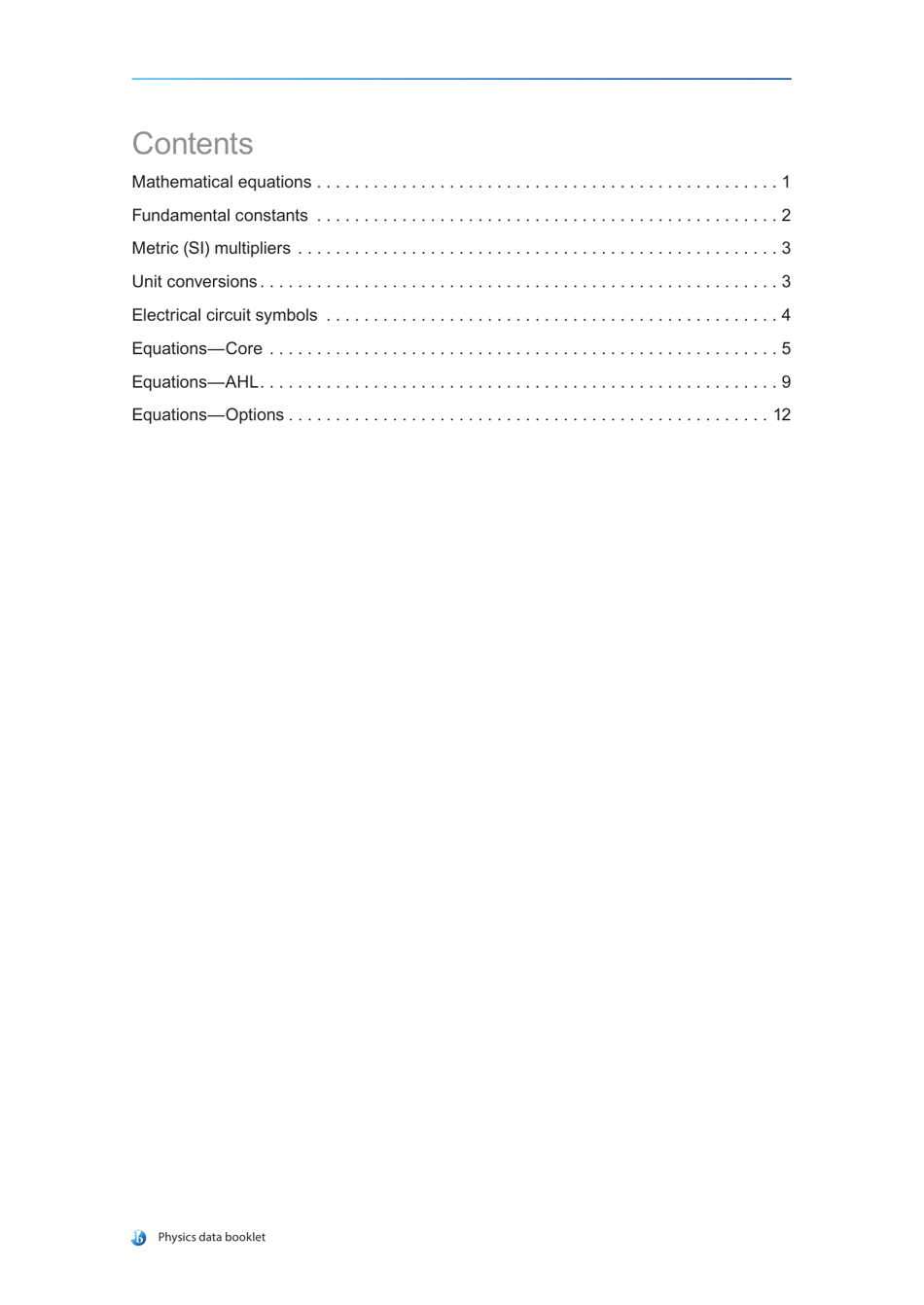 Physics Data  Equations Sheet, Page 3