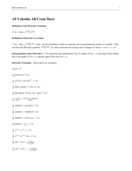 Document preview: Ap Calculus AB Cheat Sheet