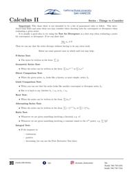 Document preview: Calculus II Cheat Sheet - Series