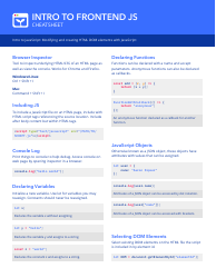 Document preview: Javascript Cheat Sheet - Frontend Introduction