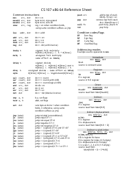 Document preview: Assembly Reference Sheet - X86-64