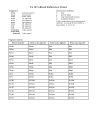 Assembly Reference Sheet - X86-64, Page 2