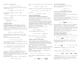 Statistics Cheat Sheet - Formulas, Page 2