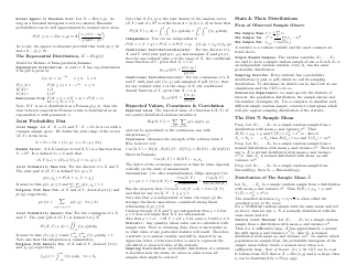 Statistics Cheat Sheet - Formulas, Page 3