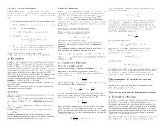 Statistics Cheat Sheet - Formulas, Page 4