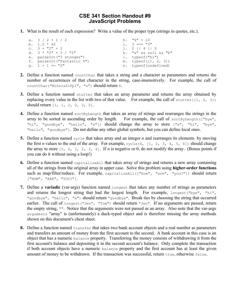 Web Programming Cheat Sheet - Javascript Download Printable PDF ...