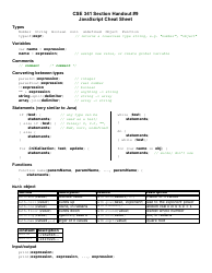 Document preview: Web Programming Cheat Sheet - Javascript