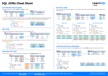 Sql Cheat Sheet - Joins, Page 2