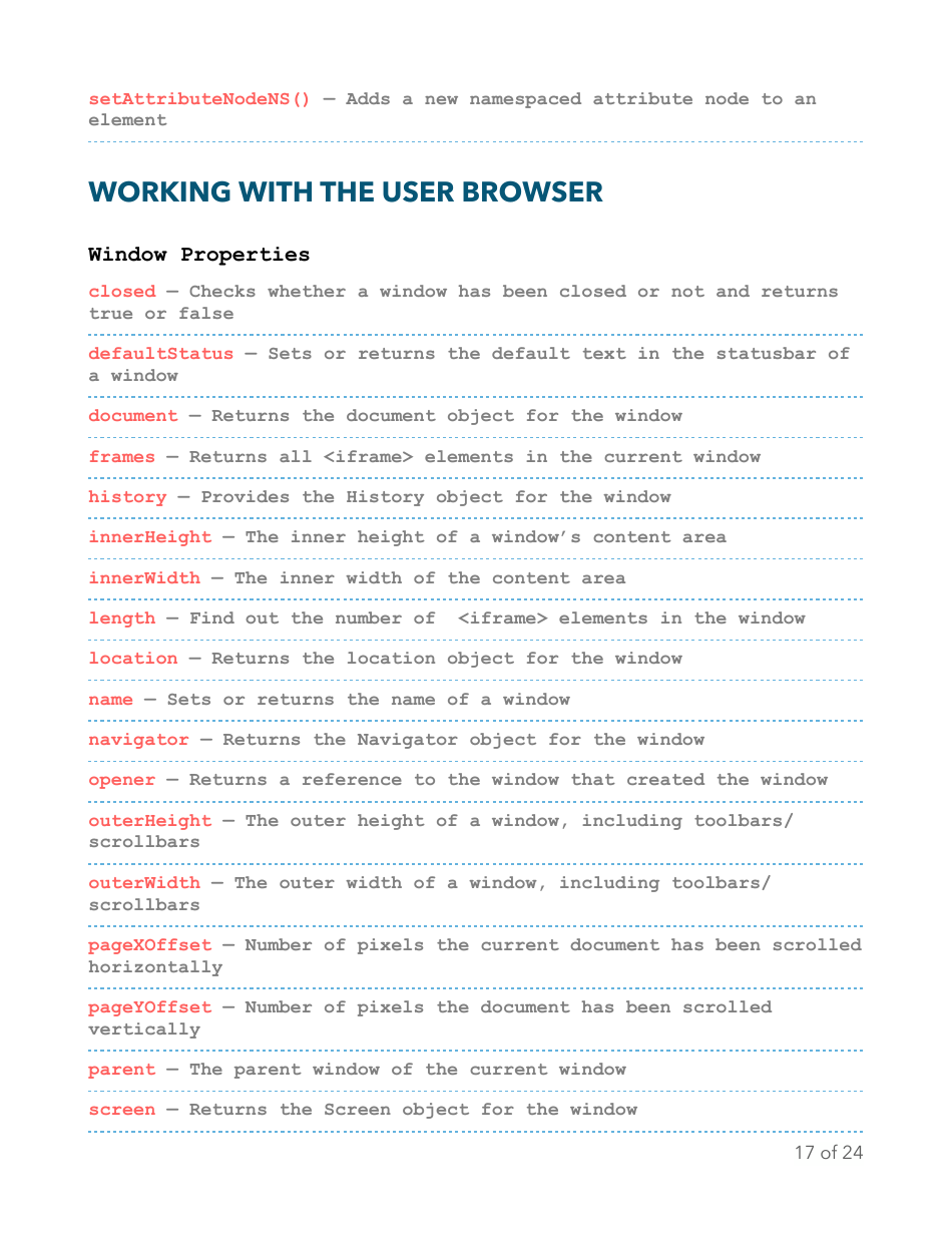 Javascript Essentials Cheat Sheet, Page 17