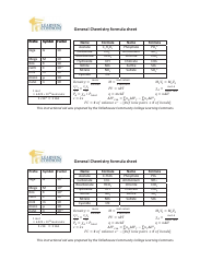 Document preview: General Chemistry Formula Sheet