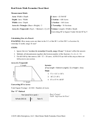 Document preview: Real Estate Math Formulas Cheat Sheet