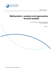 Document preview: Mathematics Analysis and Approaches Formula Sheet