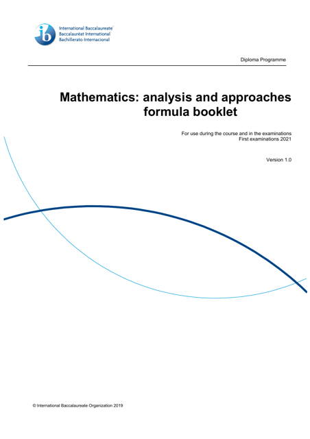 Mathematics Analysis and Approaches Formula Sheet