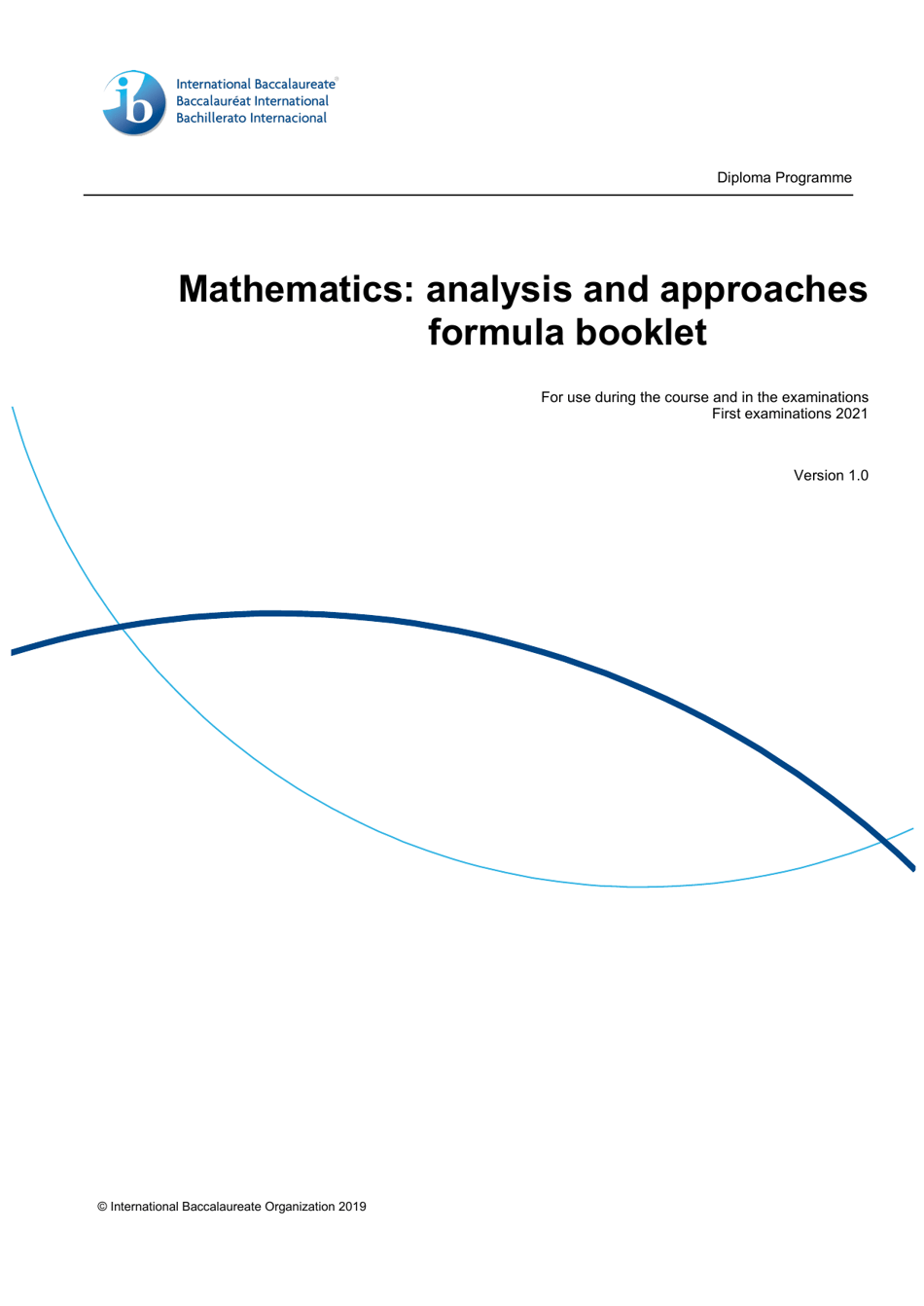 Mathematics Analysis and Approaches Formula Sheet – Templateroller.com