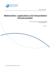 Mathematics Applications and Interpretation Formula Sheet