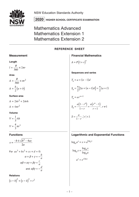 Mathematics Advanced Reference Sheet Icon