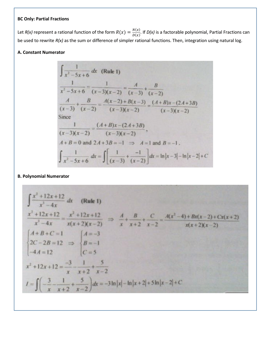 Ap Calculus AB / Bc Formula and Concept Cheat Sheet, Page 14