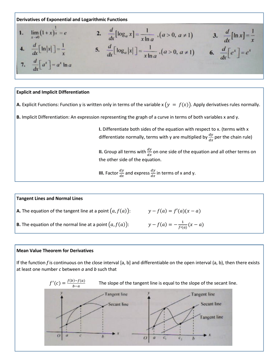 Ap Calculus AB / Bc Formula and Concept Cheat Sheet, Page 5