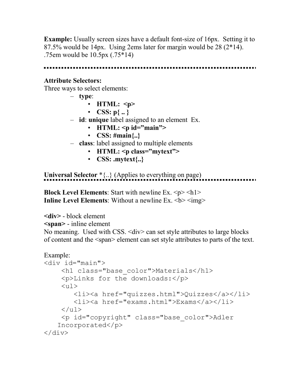 Css Basics Cheat Sheet Download Printable PDF | Templateroller
