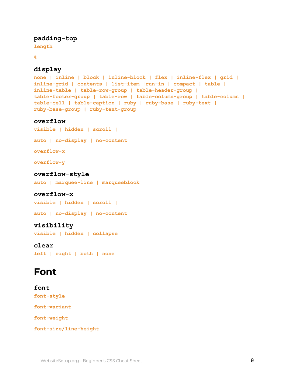 Beginner's Essential Css Cheat Sheet Download Printable PDF ...