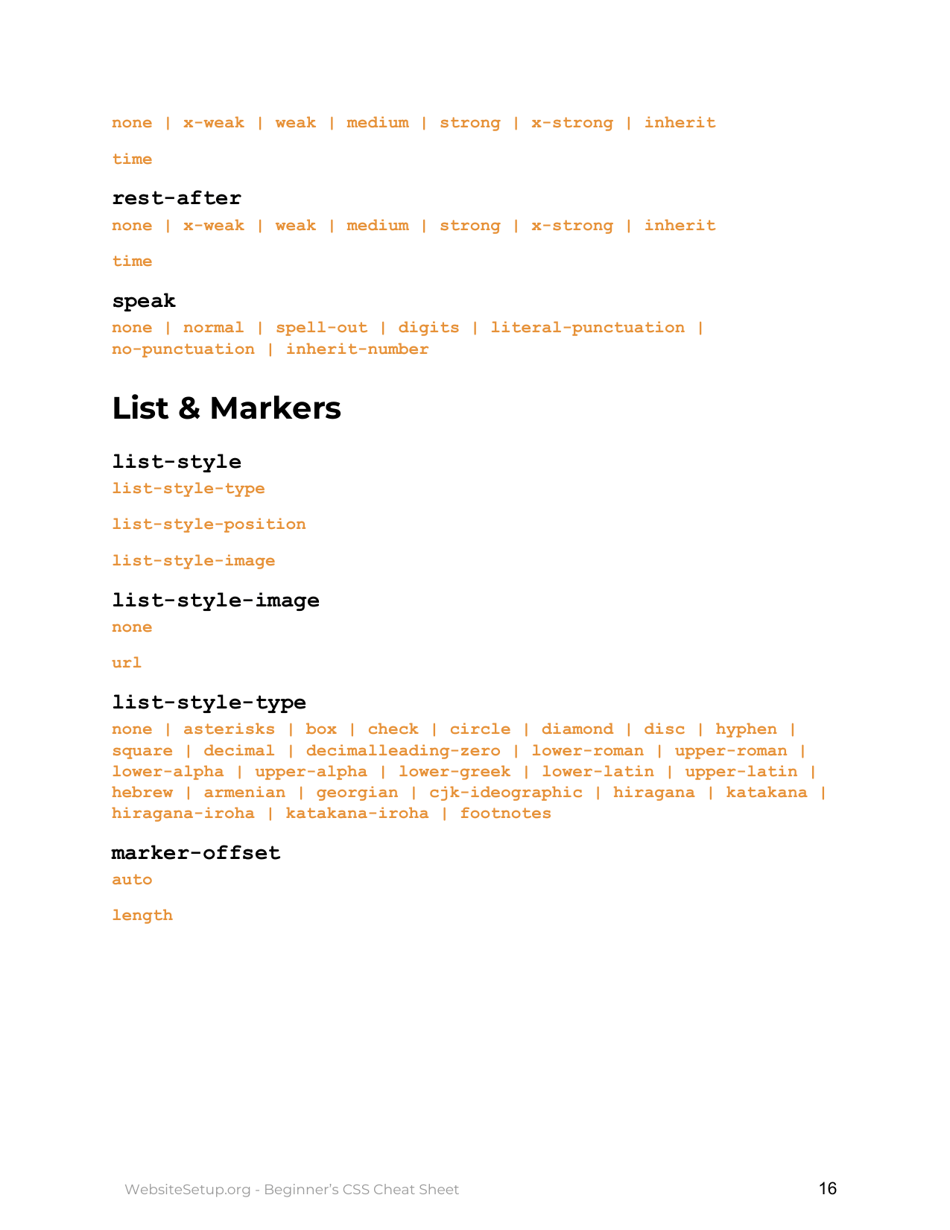 Beginner's Essential Css Cheat Sheet Download Printable PDF ...