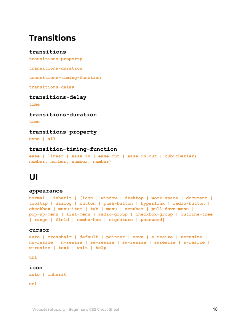 Beginner's Essential Css Cheat Sheet Download Printable PDF ...