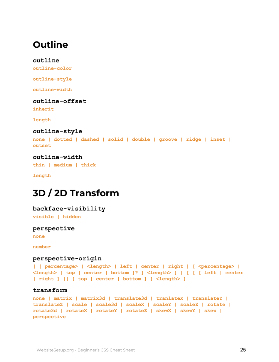 Beginner's Essential Css Cheat Sheet Download Printable PDF ...