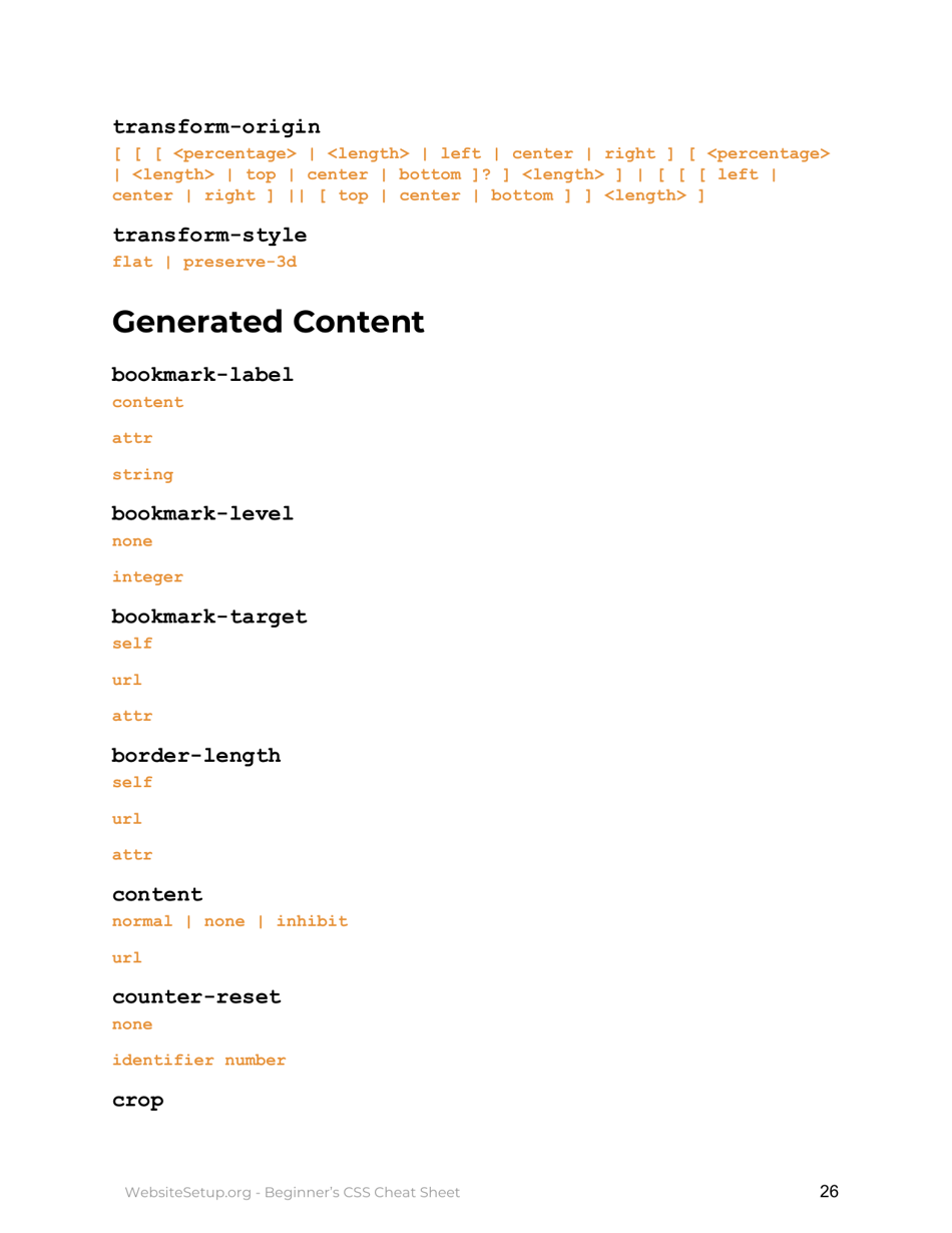 Beginner's Essential Css Cheat Sheet Download Printable PDF ...